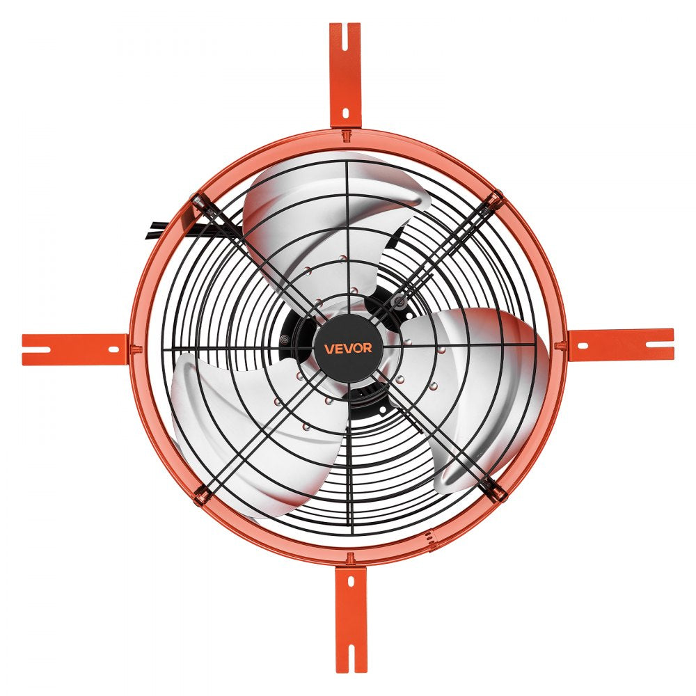 VEVOR Gable Mount Fan, 16 in Attic Vent Exhaust Fan 2940 CFM Thermostat, Cooling and Ventilation for Home, Garage, Warehouse, Workshop, Carbon Steel Housing with Mounting Brackets & Hardware, Orange