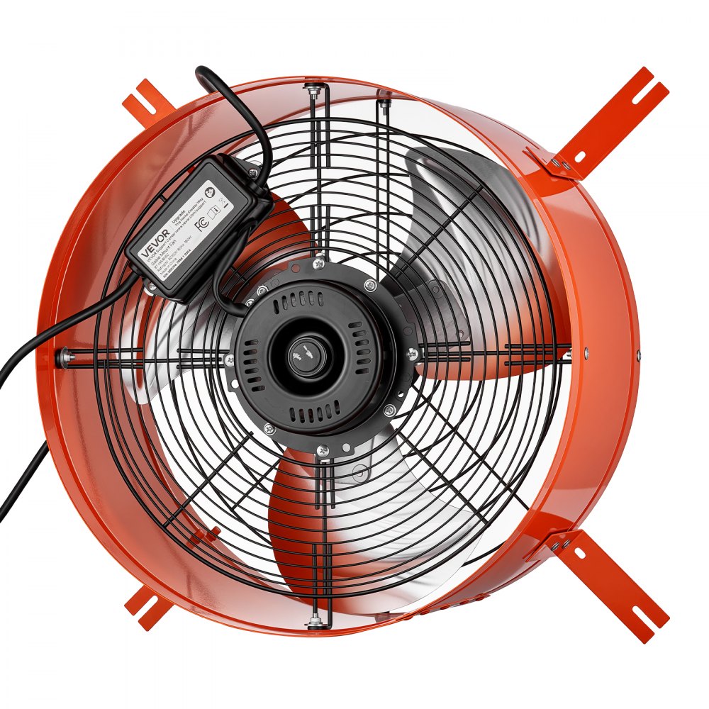 VEVOR Gable Mount Fan, 16 in Attic Vent Exhaust Fan 2940 CFM Thermostat, Cooling and Ventilation for Home, Garage, Warehouse, Workshop, Carbon Steel Housing with Mounting Brackets & Hardware, Orange