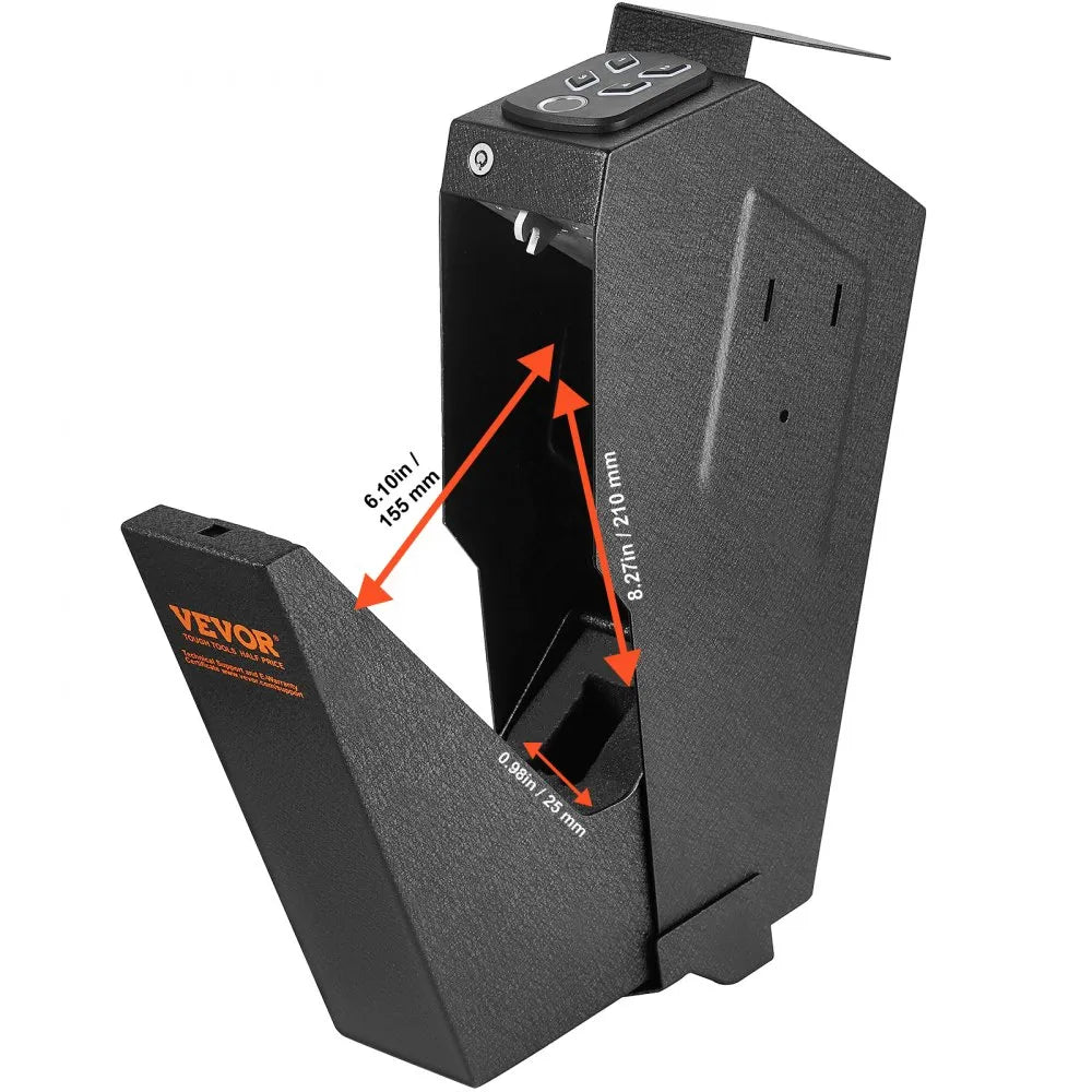 VEVOR Mounted Gun Safe for Pistols, Biometric Gun Safe with Three Quick Access Ways of Fingerprints, Passwords and Keys, Handgun Safe for 1 Pistol for Home, Bedside, Nightstand, Wall