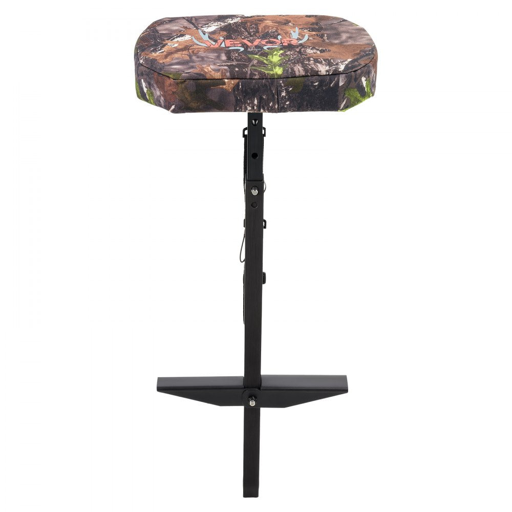 VEVOR Marsh Seat, 25.6-37 in Adjustable Duck Hunting Seat, 300 lb Capacity, Waterfowl Mud Seat for Wetlands & Swamps, 2 Large Mud Plates, Lightweight Aluminum Frame, 600D Camo Fabric & Shoulder Strap
