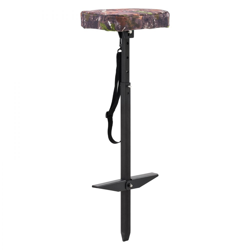 VEVOR Marsh Seat, 25.6-37 in Adjustable Duck Hunting Seat, 300 lb Capacity, Waterfowl Mud Seat for Wetlands & Swamps, 2 Large Mud Plates, Lightweight Aluminum Frame, 600D Camo Fabric & Shoulder Strap