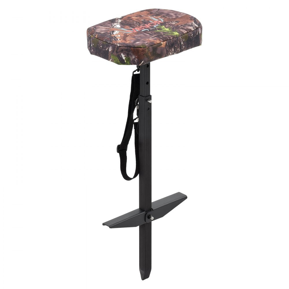 VEVOR Marsh Seat, 25.6-37 in Adjustable Duck Hunting Seat, 300 lb Capacity, Waterfowl Mud Seat for Wetlands & Swamps, 2 Large Mud Plates, Lightweight Aluminum Frame, 600D Camo Fabric & Shoulder Strap