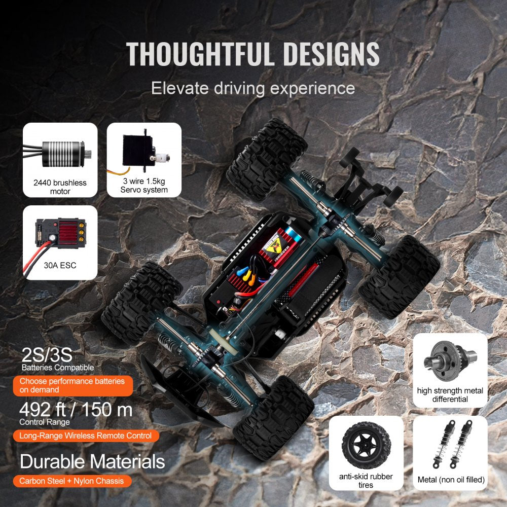 VEVOR Remote Control Car, 1:14 Scale RC Car for Kids, All Terrain 4WD Off-Road Truck with 1 Extra Car Shell, 45° Wheelie & Adjustable Speed, 42 km/h Hobby RC Car Toy, for 8+ Year Boys Girls