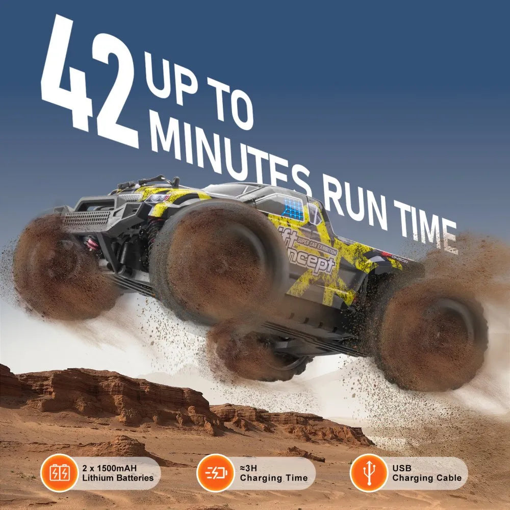 VEVOR Remote Control Car, 1:18 Scale RC Car for Kids, All Terrain 4WD Off-Road Truck with 45° Wheelie & Adjustable Speed, 45 km/h High-Speed Hobby RC Racing Car Toy, Ideal Gift for 8+ Year Kids, IPX4