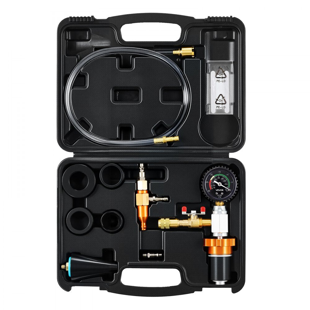 VEVOR Radiator Vacuum Refill Kit, Automotives Cooling System Vacuum & Purge Fill Tool with Gauge, Portable Radiator Coolant Filling Kit with Toolbox, Universal Fit for Most Cars Vans SUVs and Trucks