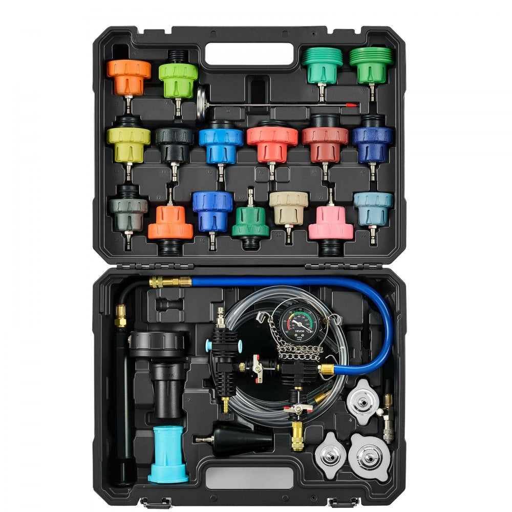 VEVOR Coolant Pressure Tester Kit, 47Pcs Radiator Vacuum Refill Kit with 3 Metal Adapters, Universal Fit, Automotive Cooling System Pressure Tester Tool, with Pressures Pump & Plastic Filler