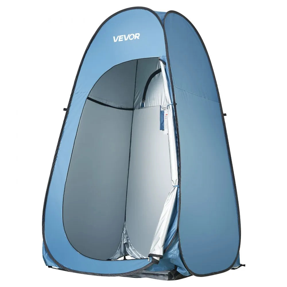 VEVOR Pop up Shower Tent, Instant Portable Privacy Tent Changing Room with Shower Bag, Ground Stakes, Ropes, Carry Bag, 190T Polyester with Silver Coating, Quick Setup, for Camping, Beach, Fishing