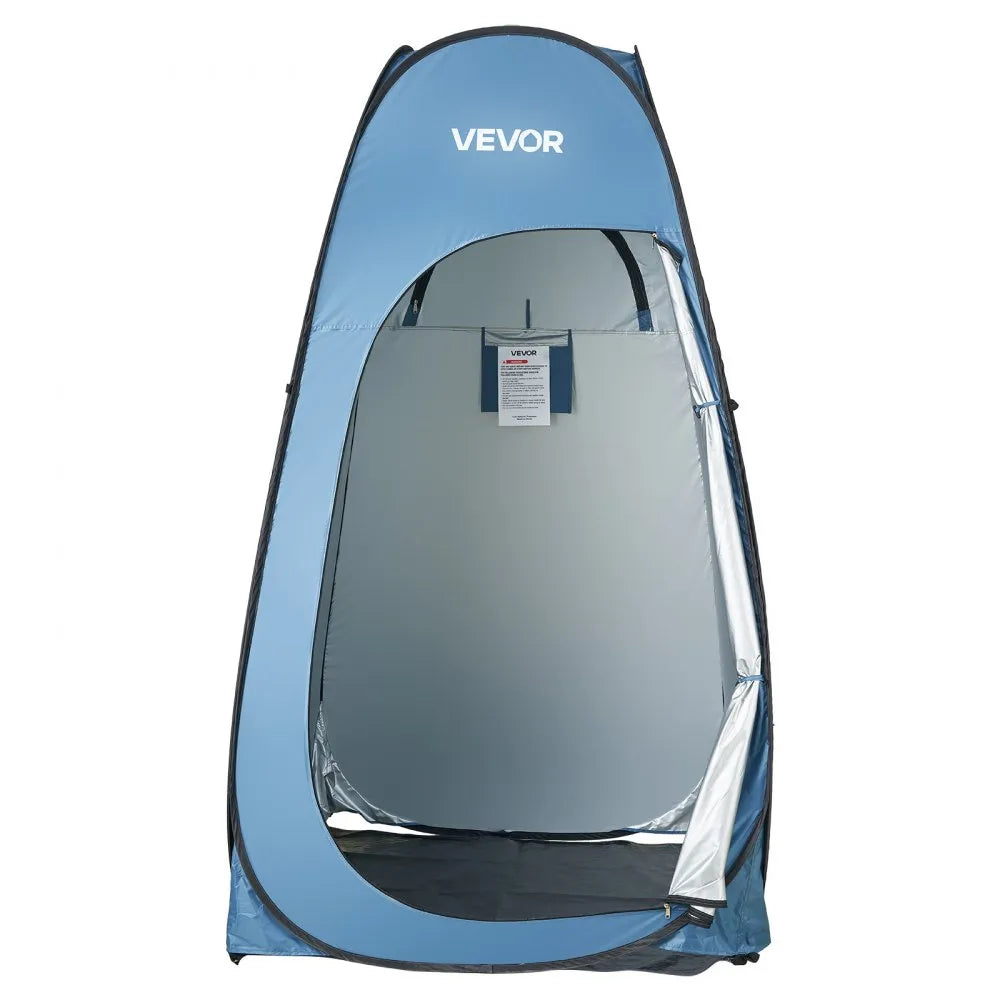 VEVOR Pop up Shower Tent, Instant Portable Privacy Tent Changing Room with Shower Bag, Ground Stakes, Ropes, Carry Bag, 190T Polyester with Silver Coating, Quick Setup, for Camping, Beach, Fishing
