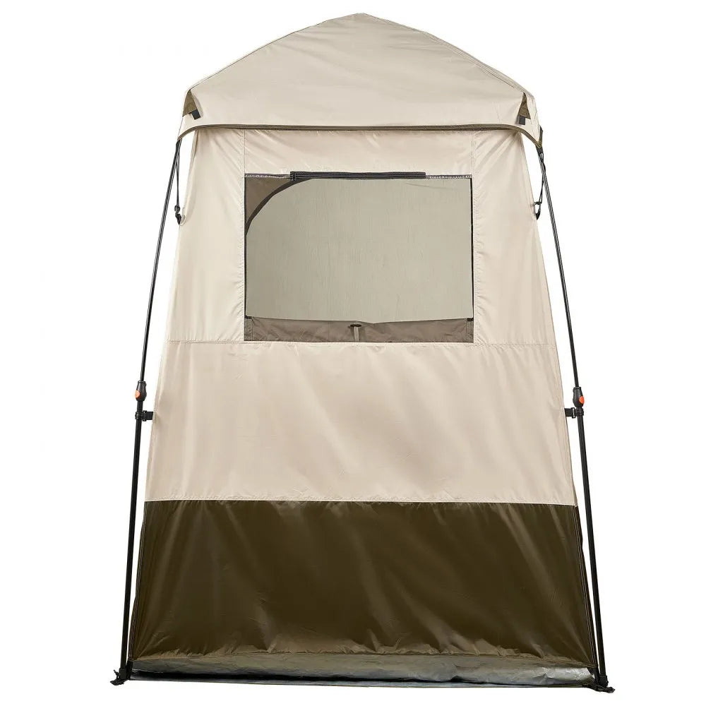 VEVOR Camping Shower Tent, 1 Room, Foldable Privacy Tent Changing Room with Ground Stakes, Ropes, Carry Bag, and Crossbar, 210D Oxford Fabric with Silver Coating, for Camping, Beach, and Fishing