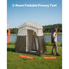 VEVOR Camping Shower Tent, 2-Room Foldable Portable Privacy Tent Changing Room with Ground Stakes, Ropes, and Carry Bag, 150D Oxford Fabric with Silver Coating, for Camping, Beach, and Fishing