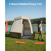 VEVOR Camping Shower Tent, 2-Room Foldable Privacy Tent Changing Room with Ground Stakes, Ropes, Carry Bag, and Crossbar, 150D Oxford Fabric with Silver Coating, for Camping, Beach, and Fishing