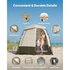 VEVOR Camping Shower Tent, 2-Room Foldable Privacy Tent Changing Room with Ground Stakes, Ropes, Carry Bag, and Crossbar, 150D Oxford Fabric with Silver Coating, for Camping, Beach, and Fishing