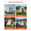 VEVOR Camping Shower Tent, 2-Room Foldable Privacy Tent Changing Room with Ground Stakes, Ropes, Carry Bag, and Crossbar, 150D Oxford Fabric with Silver Coating, for Camping, Beach, and Fishing