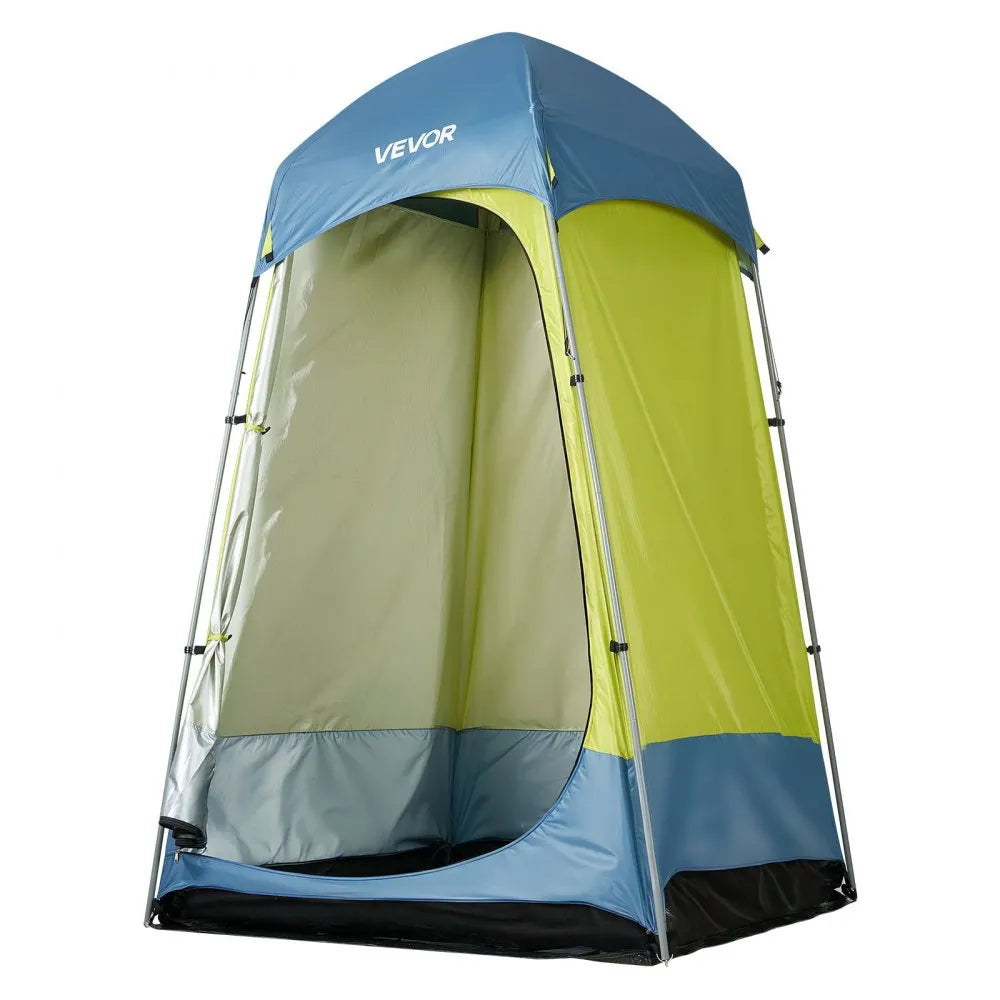 VEVOR Camping Shower Tent, 1 Room, Portable Privacy Tent Changing Room with Ground Stakes, Ropes, Carry Bag, and Steel Poles, 200D Oxford Fabric with Silver Coating, for Camping, Beach, Fishing