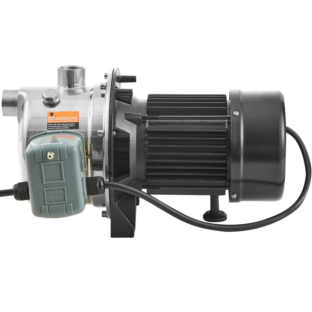VEVOR 3/4HP SUS304 Stainless Steel Shallow Well Jet Pump, 115 Volt, 18.5 GPM 131 FT Maximum Head Irrigation Water Pump, for Agricultural Garden Irrigation System High-Rise Water Supply Shower Booster