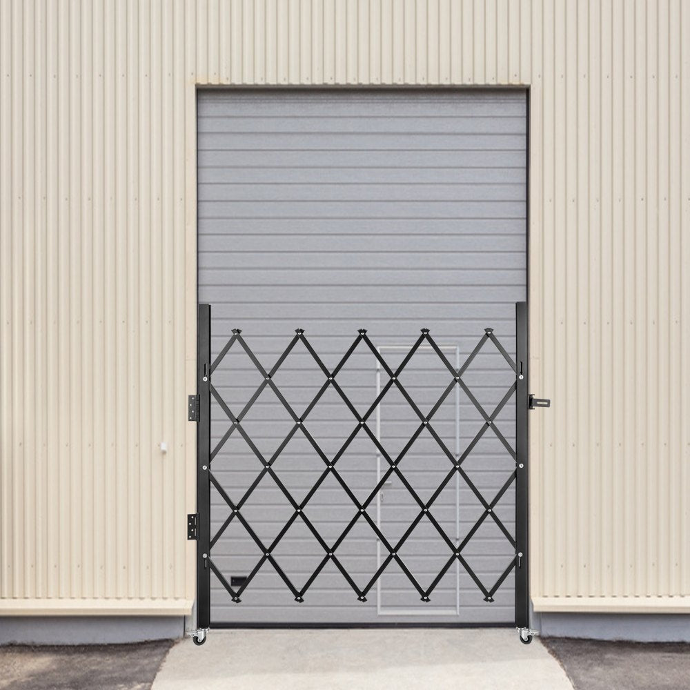 VEVOR Single Folding Security Gate, 5\' H x 5-1/2\' W Folding Door Gate, Steel Accordion Security Gate, Flexible Expanding Security Gate, 360° Rolling Barricade Gate, Scissor Gate/Door with Padlock