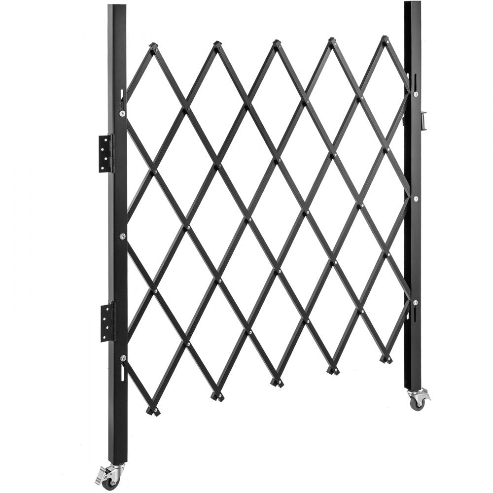 VEVOR Single Folding Security Gate, 5\' H x 5-1/2\' W Folding Door Gate, Steel Accordion Security Gate, Flexible Expanding Security Gate, 360° Rolling Barricade Gate, Scissor Gate/Door with Padlock