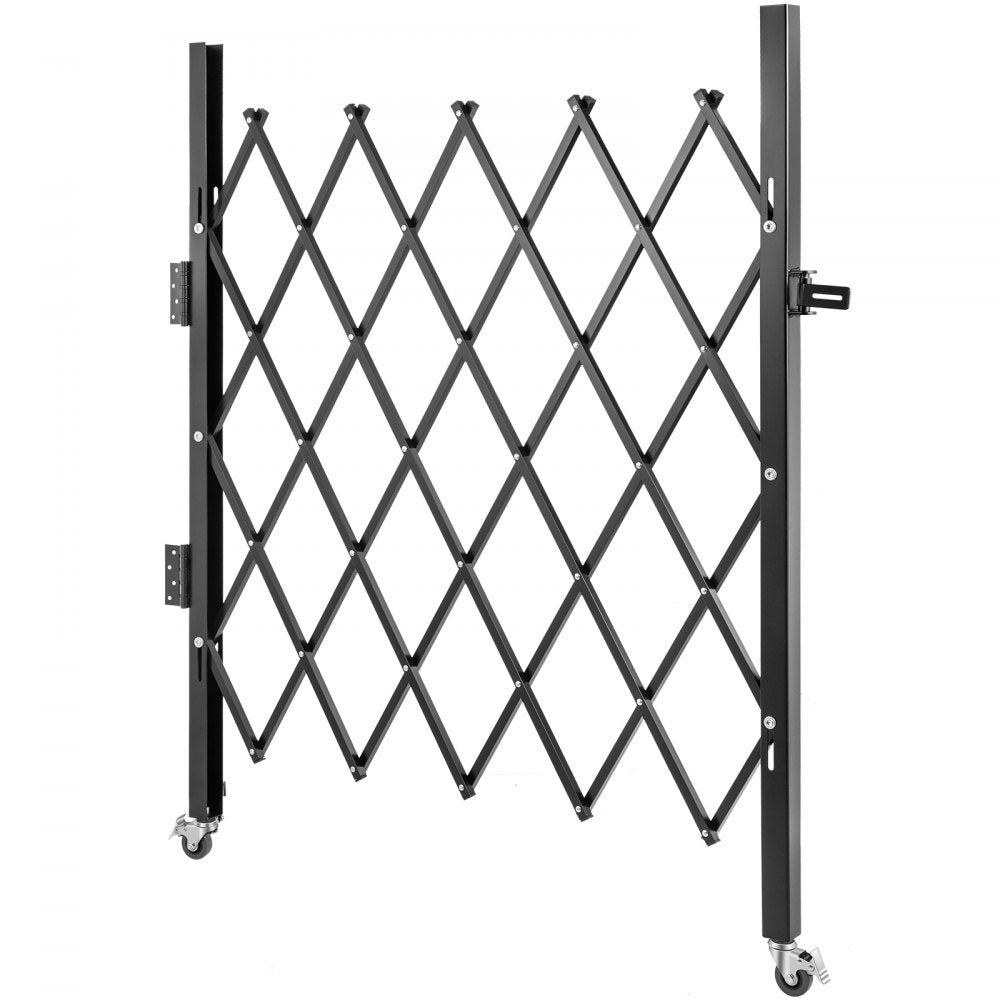 VEVOR Single Folding Security Gate, 5\' H x 5-1/2\' W Folding Door Gate, Steel Accordion Security Gate, Flexible Expanding Security Gate, 360° Rolling Barricade Gate, Scissor Gate/Door with Padlock