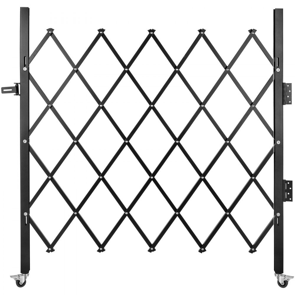 VEVOR Single Folding Security Gate, 48\" H x 66\" W Folding Door Gate, Steel Accordion Security Gate, Flexible Expanding Security Gate, 360° Rolling Barricade Gate, Scissor Gate or Door with Padlock