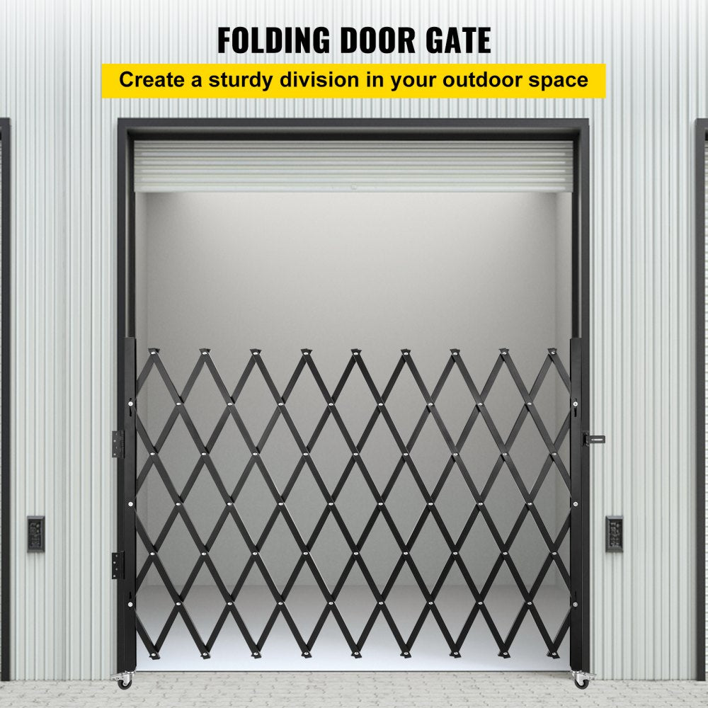 Single Folding Security Gate, 74"W x 51.57"H Folding Door Gate, Steel Accordion Security Gate, Flexible Expanding Security Gate, 360° Rolling Barricade Gate, Scissor Gate or Door with Padlock