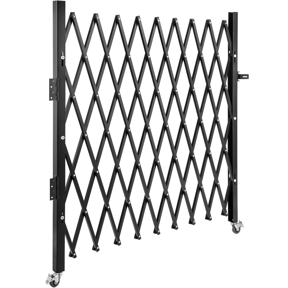 Single Folding Security Gate, 74"W x 51.57"H Folding Door Gate, Steel Accordion Security Gate, Flexible Expanding Security Gate, 360° Rolling Barricade Gate, Scissor Gate or Door with Padlock