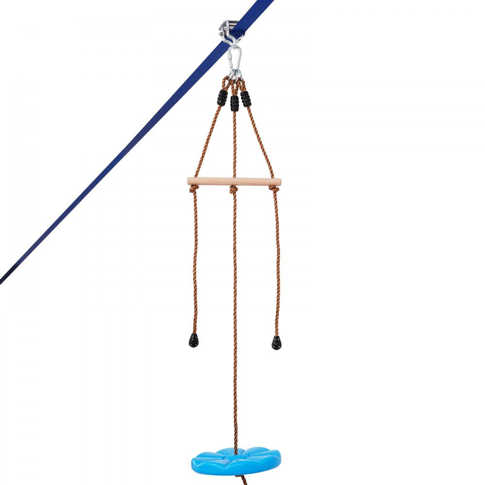 VEVOR Zipline Kit for Kids and Adult, 52 ft Zip Line Kits Up to 500 lb, Backyard Outdoor Quick Setup Zipline, Playground Entertainment with Zipline, Nylon Safety Harness, Seat, and Handlebar