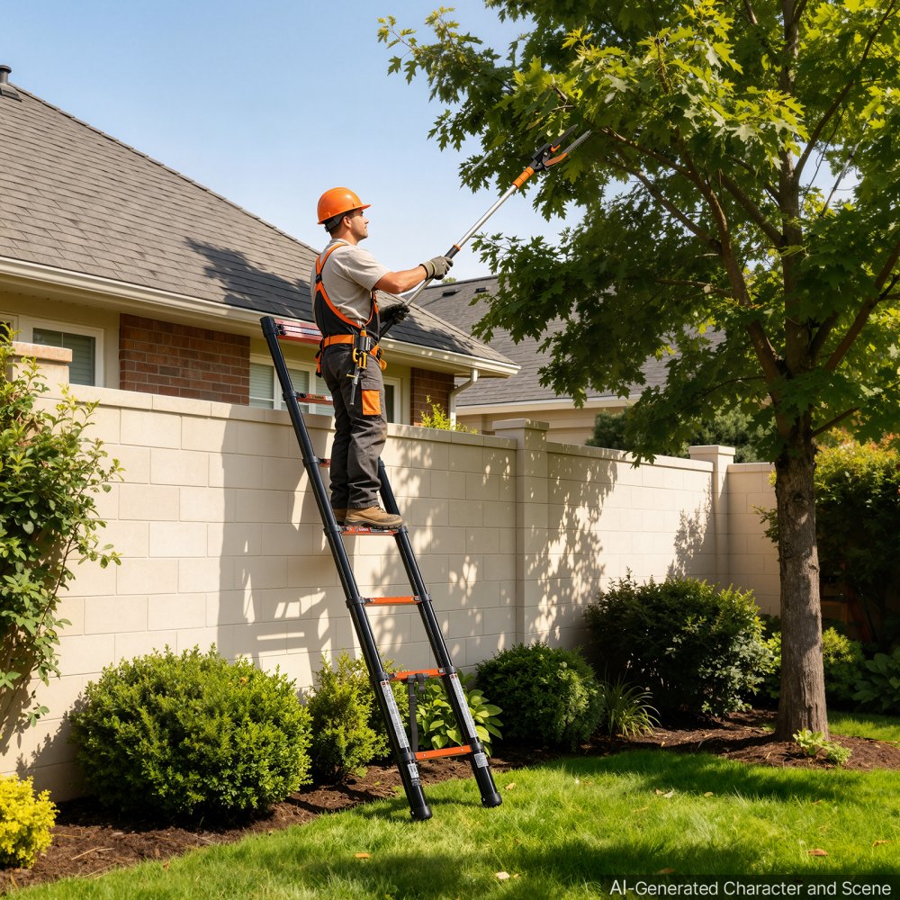 VEVOR Telescoping Ladder, 8.5 ft Extension Ladder Multi-Button Retraction, Heavy-Duty 330 lbs Capacity, for Home Repairs, Painting, Window Cleaning and RV, Aluminum, Anti-Slip Steps, Orange & Black