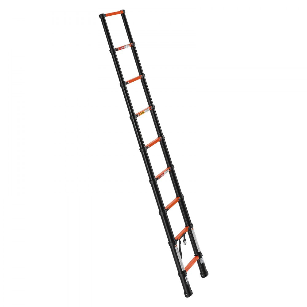 VEVOR Telescoping Ladder, 8.5 ft Extension Ladder Multi-Button Retraction, Heavy-Duty 330 lbs Capacity, for Home Repairs, Painting, Window Cleaning and RV, Aluminum, Anti-Slip Steps, Orange & Black