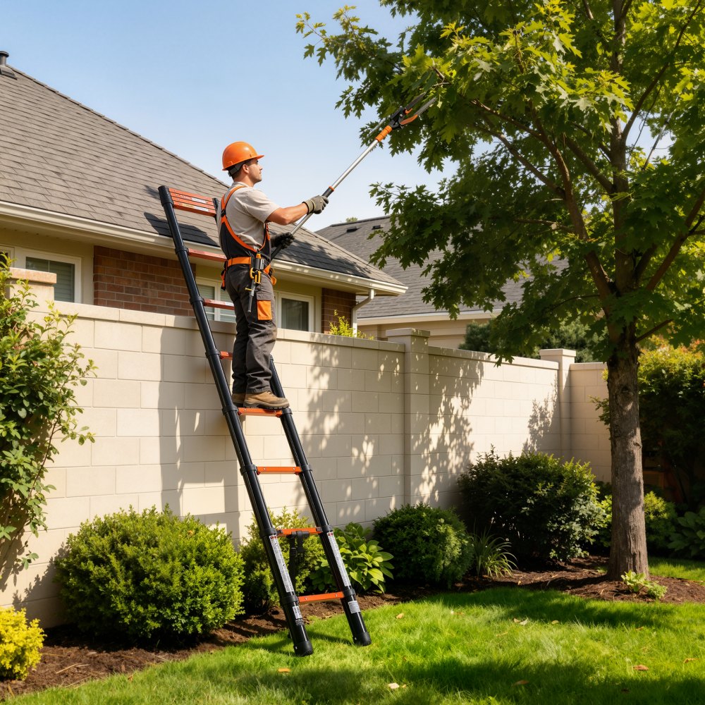 VEVOR Telescoping Ladder, 10.5 ft Extension Ladder One-Button Retraction, Heavy-Duty 330 lbs Capacity, for Home Repairs, Painting, Window Cleaning and RV, Aluminum, Anti-Slip Steps, Orange & Black