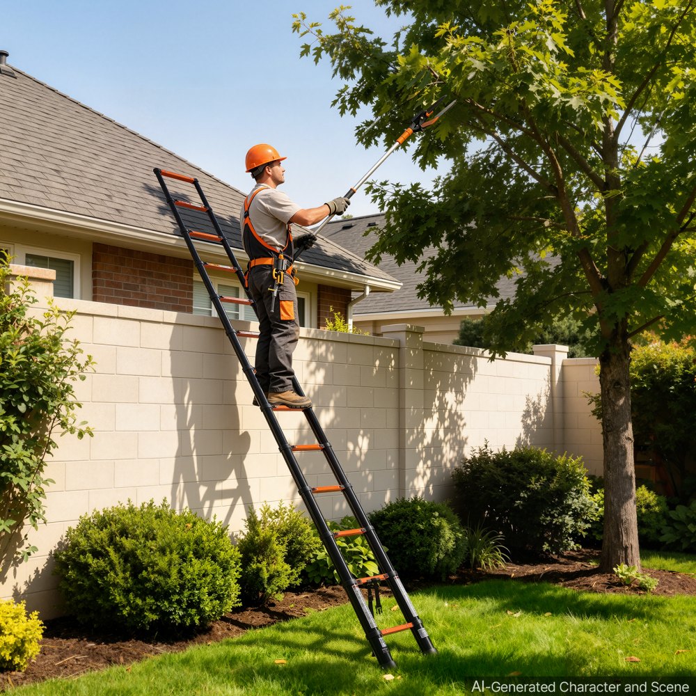 VEVOR Telescoping Ladder, 12.5 ft Extension Ladder Multi-Button Retraction, Heavy-Duty 330 lbs Capacity, for Home Repairs, Painting, Window Cleaning and RV, Aluminum, Anti-Slip Steps, Orange & Black