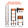 VEVOR Telescoping Ladder, 10.5 ft Extension Ladder Multi-Button Retraction, Heavy-Duty 330 lbs Capacity, for Home Repairs, Painting, Window Cleaning and RV, Aluminum, Anti-Slip Steps, Orange & Black