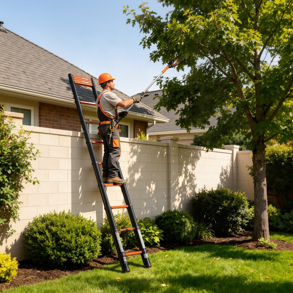 VEVOR Telescoping Ladder, 12.5 ft Extension Ladder One-Button Retraction, Heavy-Duty 330 lbs Capacity, for Home Repairs, Painting, Window Cleaning and RV, Aluminum, Anti-Slip Steps, Orange & Black