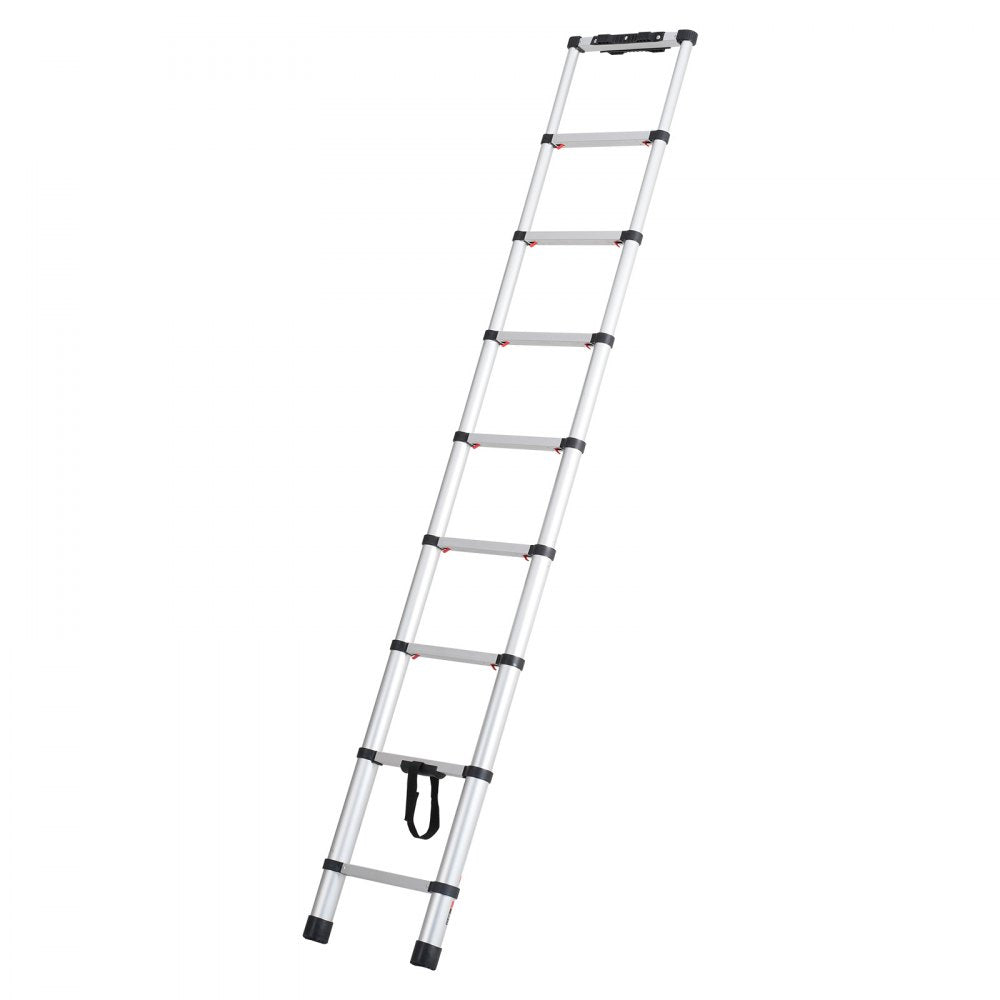 VEVOR Telescoping Ladder, 8.5FT Aluminum Lightweight Extension Ladder, One-button Retraction Collapsible Ladder, 375 LBS Capacity with Non-slip Feet, Portable Compact Ladders for Home, RV, Loft