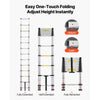 VEVOR 12.5ft Telescoping Ladder, Aluminum Lightweight Multi-Purpose Collapsible Extension, One-Touch Retraction Ladder, Heavy Duty 330LBS Max Capacity with Non-Slip Feet, for Home, Outdoor Work, Loft