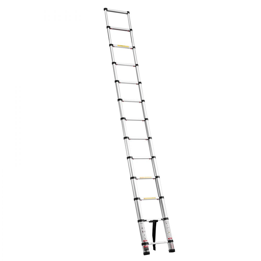 VEVOR 12.5ft Telescoping Ladder, Aluminum Lightweight Multi-Purpose Collapsible Extension, One-Touch Retraction Ladder, Heavy Duty 330LBS Max Capacity with Non-Slip Feet, for Home, Outdoor Work, Loft