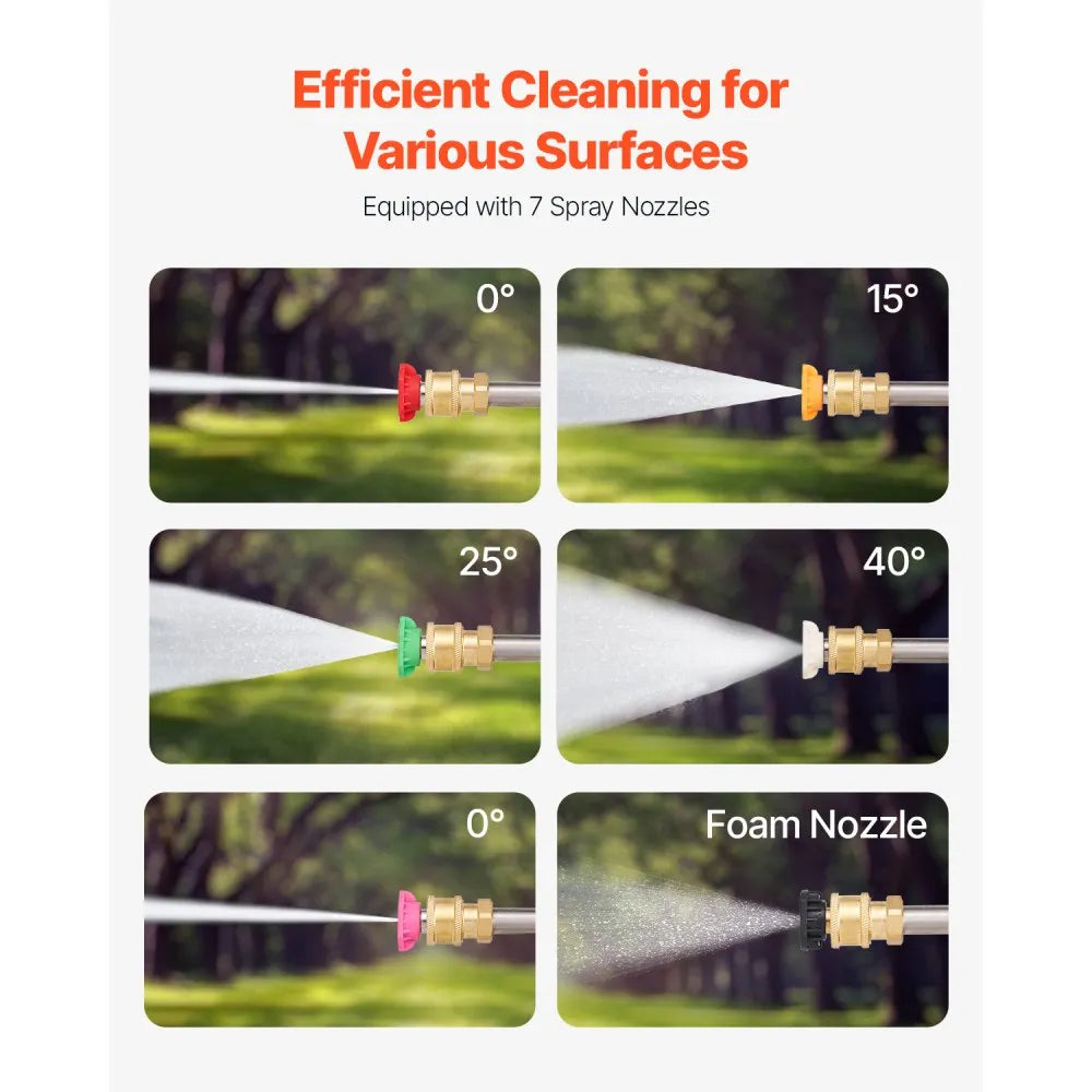 VEVOR Pressure Washer Telescoping Wand, 24 ft, 4000 psi, Telescopic Spray Wand with Power Washer Extension Wands, Gutter Cleaner, Brush Head, Pivoting Coupler, 7 Spray Nozzles and Support Harness
