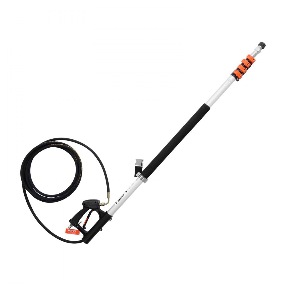 VEVOR Pressure Washer Telescoping Wand, 24 ft, 4000 psi, Telescopic Spray Wand with Power Washer Extension Wands, Gutter Cleaner, Brush Head, Pivoting Coupler, 7 Spray Nozzles and Support Harness