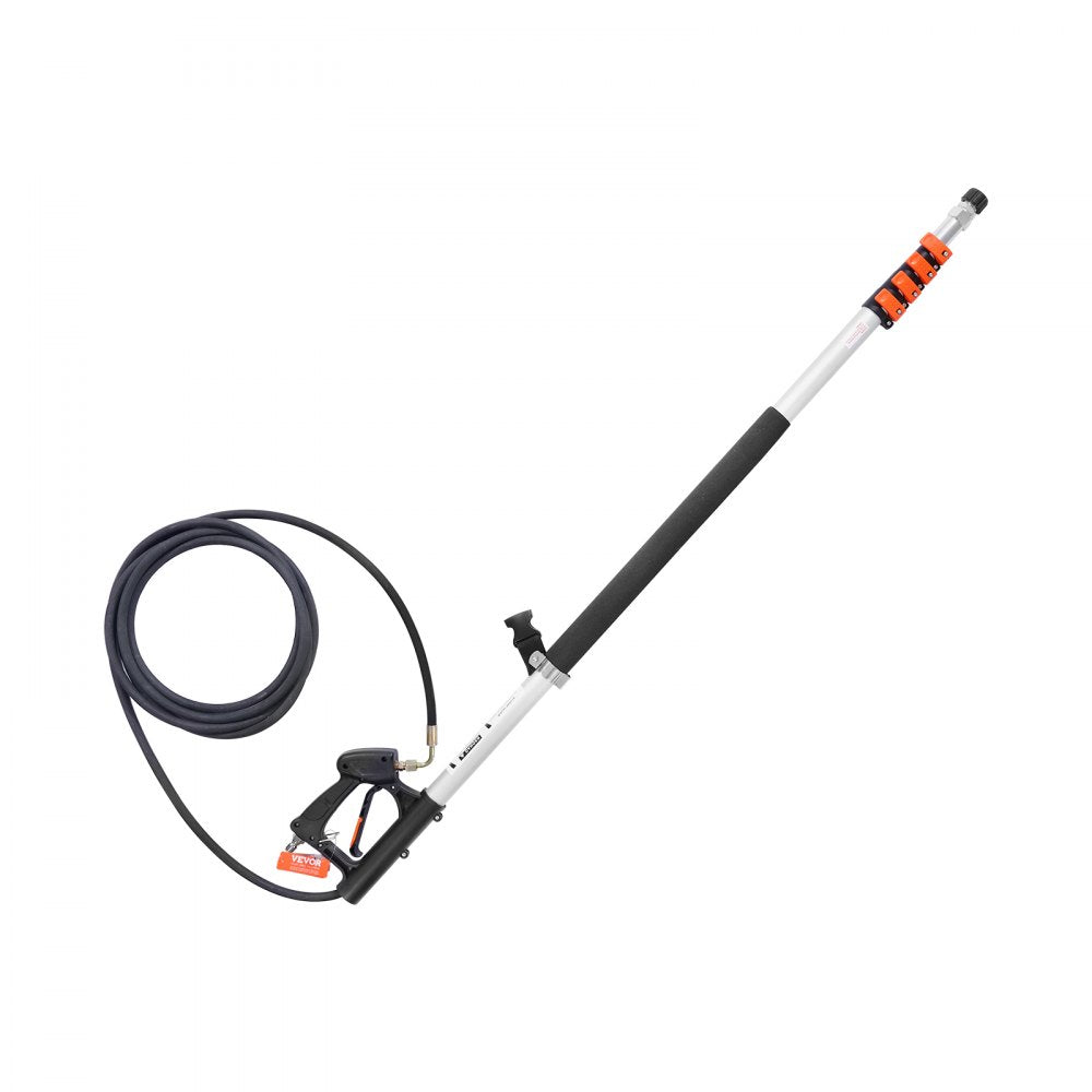 VEVOR Pressure Washer Telescoping Wand, 24 ft, 4000 psi, Telescopic Spray Wand with Power Washer Extension Wands, Gutter Cleaner, Pivoting Coupler, 7 Spray Nozzle Tips and Adjustable Support Harness