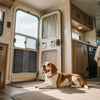 VEVOR RV Screen Door Protector, Adjusts from 22 to 31.5 inch, Adjustable Door Grille, Easy to Install, Reinforced Breathable Honeycomb Holes, Iron Camper RV Entry Protector for Pet Protection, Black