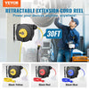 VEVOR Retractable Extension Cord Reel, 30 FT, Heavy Duty 16AWG/3C SJTOW Retractable Power Cord Reel with Lighted Triple Tap Outlet 10 Amp Circuit Breaker 4.5FT Lead-in Cord, for Ceiling or Wall Mount