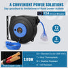 VEVOR Retractable Extension Cord Reel, 45 FT, Heavy Duty 12AWG/3C SJTOW Retractable Power Cord with Lighted Triple Tap Outlet, 15 Amp Circuit Breaker 180° Swivel Bracket for Ceiling or Wall Mount
