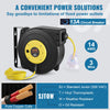 VEVOR Retractable Extension Cord Reel, 50 FT, Heavy Duty 14AWG/3C SJTOW Retractable Power Cord with Lighted Triple Tap Outlet, 13 Amp Circuit Breaker 180° Swivel Bracket for Ceiling or Wall Mount