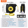 VEVOR Retractable Extension Cord Reel, 50 FT, Heavy Duty 14AWG/3C SJTOW Retractable Power Cord with Lighted Triple Tap Outlet, 13 Amp Circuit Breaker 180° Swivel Bracket for Ceiling or Wall Mount