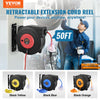 VEVOR Retractable Extension Cord Reel, 50 FT, Heavy Duty 14AWG/3C SJTOW Retractable Power Cord with Lighted Triple Tap Outlet, 13 Amp Circuit Breaker 180° Swivel Bracket for Ceiling or Wall Mount