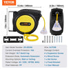 VEVOR Retractable Extension Cord Reel, 65 FT, Heavy Duty 12AWG/3C SJTOW Retractable Power Cord with Lighted Triple Tap Outlet, 15 Amp Circuit Breaker 180° Swivel Bracket for Ceiling or Wall Mount