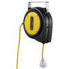 VEVOR Retractable Extension Cord Reel, 65 FT, Heavy Duty 12AWG/3C SJTOW Retractable Power Cord with Lighted Triple Tap Outlet, 15 Amp Circuit Breaker 180° Swivel Bracket for Ceiling or Wall Mount