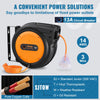 VEVOR Retractable Extension Cord Reel, 75 FT, Heavy Duty 14AWG/3C SJTOW Retractable Power Cord with Lighted Triple Tap Outlet, 13 Amp Circuit Breaker 180° Swivel Bracket for Ceiling or Wall Mount
