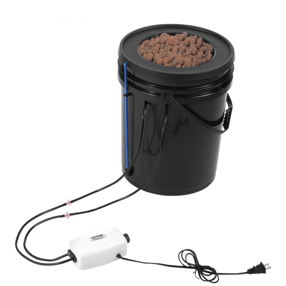 VEVOR DWC Hydroponics Grow System, Hydroponic Growing System with Top Drip Kit, 5-Gallon Deep Water Culture with Air Pump, Air Stone and Water Level Device for Leafy Vegetables(1 Bucket+Top Drip Kit)