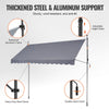 VEVOR 138 x 47" Patio Awning Retractable, Awning Sunshade Shelter with Manual Crank Handle, Outdoor Patio Canopy Sunsetter Deck, Adjustable Height from 86 to 122 in, for Patio/Balcony/Yard, Dark Gray