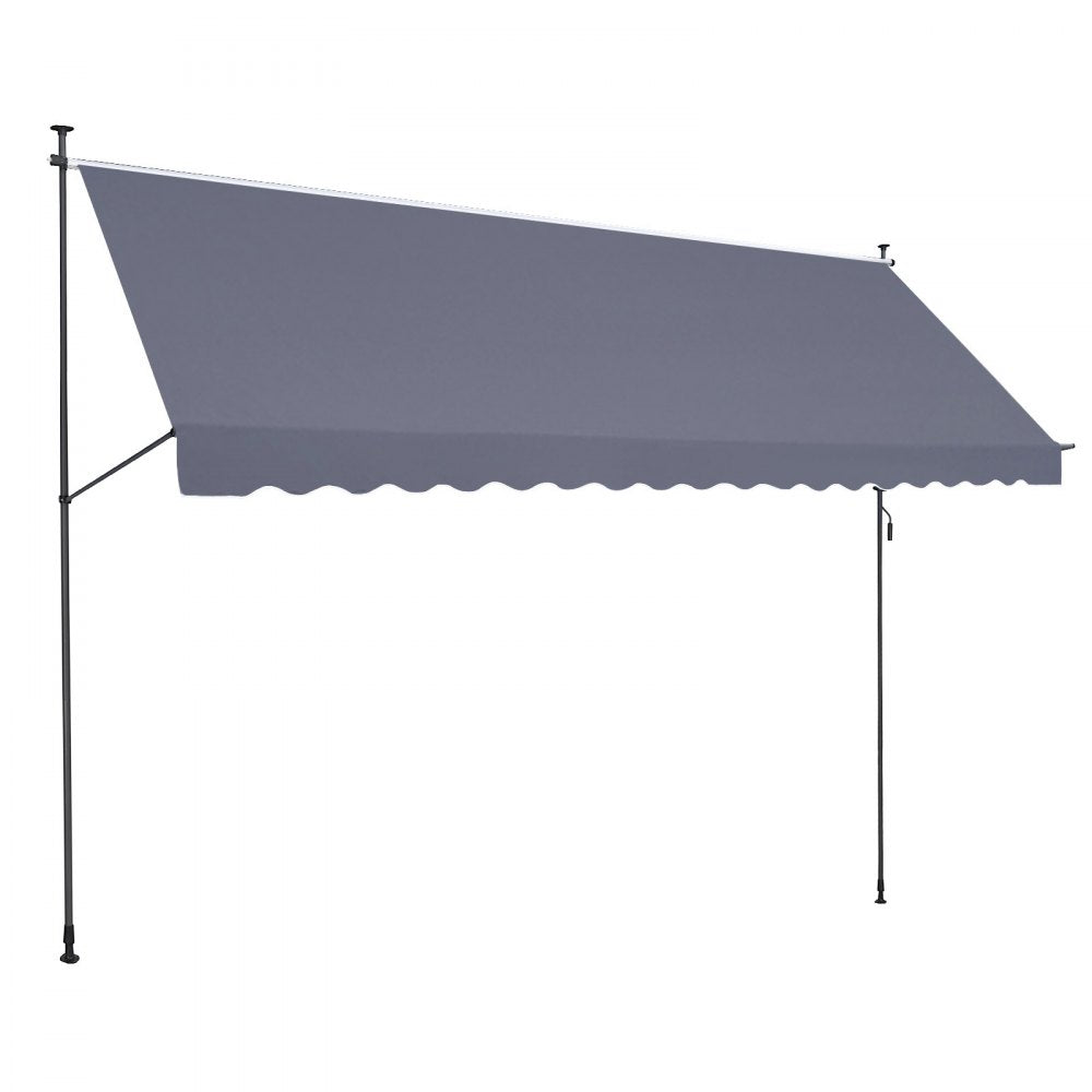 VEVOR 178 x 47" Patio Awning Retractable, Awning Sunshade Shelter with Manual Crank Handle, Outdoor Patio Canopy Sunsetter Deck, Adjustable Height from 86 to 122 in, for Patio/Balcony/Yard, Dark Gray